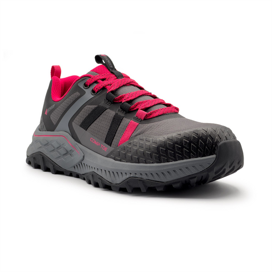 Avenger Work Boots AERO Trail - Women's  Low Top Shoe - Composite Toe - CT |EH |SR - Grey / Magenta - Size: 9.5 - E - (Wide)