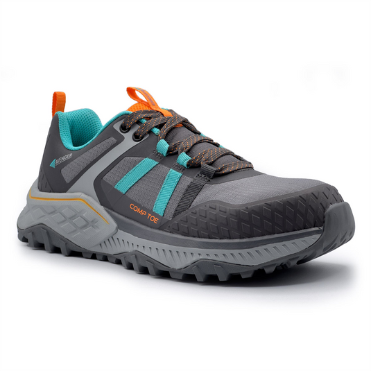 Avenger Work Boots AERO Trail - Women's  Low Top Shoe - Composite Toe - CT |EH |SR - Grey / Teal - Size: 7.5 - D - (Regular)