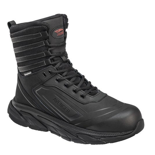 Avenger Work Boots K4 Series - Men's High Top 8"" Tactical Shoe - Aluminum Toe - AT |EH |SR - Black - Size: 11M