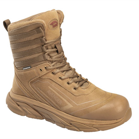 Avenger Work Boots Avenger Work Boots - K4 Series - Men's High Top 8"" Tactical Shoe - Aluminum Toe - AT |EH |SR - Coyote - Size: 17M