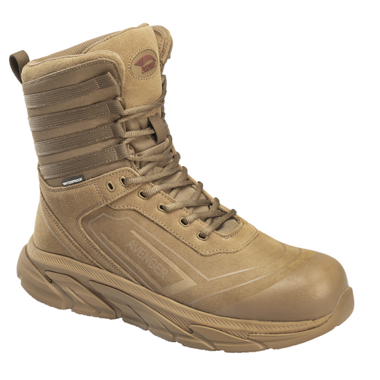 Avenger Work Boots Avenger Work Boots - K4 Series - Men's High Top 8"" Tactical Shoe - Aluminum Toe - AT |EH |SR - Coyote - Size: 6W