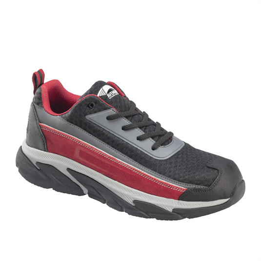 Avenger Work Boots Avenger Work Boots - Electra Series - Men's Low Top Athletic Shoe - Aluminum Toe - AT | SD | SR - Black | Red - Size: 9M