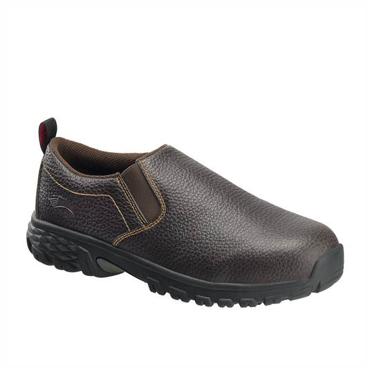 Avenger Work Boots Flight Series - Men's Low Top Slip-On Shoes - Aluminum Toe - IC|SD|SR - Brown/Black - Size: 7W