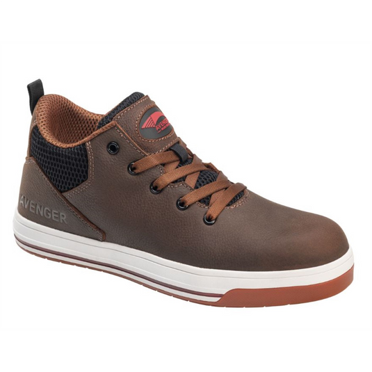 Avenger Work Boots Swarm Series - Men's Mid Top Casual Boot - Aluminum Toe - AT | SD | SR - Brown - Size: 12W