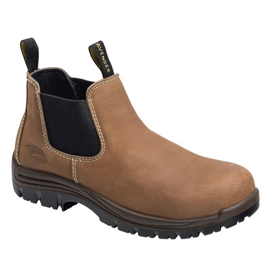 Avenger Foreman Romeo Series - Women's Mid Top Slip-On Boots - Composite Toe - IC|EH|SR|PR - Brown/Black - Size: 7W
