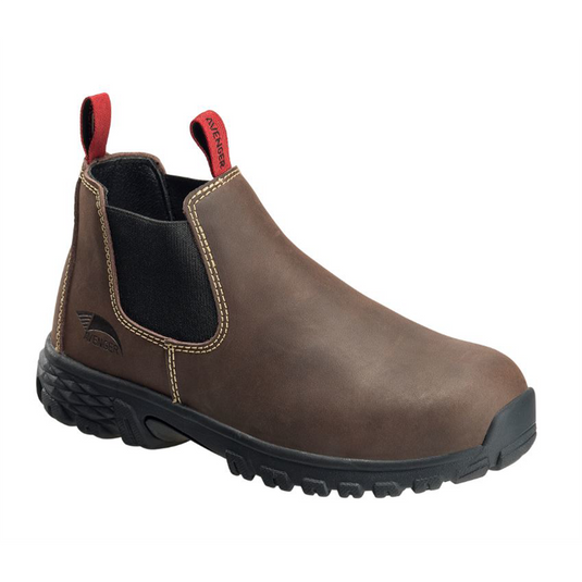 Avenger Work Boots Flight Romeo Series - Women's Mid Top Slip-On Boots - Aluminum Toe - IC|SD|SR - Brown/Black - Size: 11W