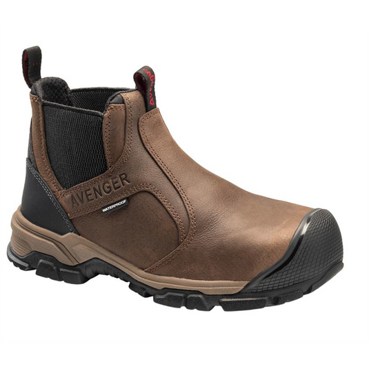 Avenger Ripsaw Romeo Series - Men's Mid-Top Slip-On Boots - Aluminum Toe - IC|EH|SR|PR - Brown/Black - Size: 8.5M