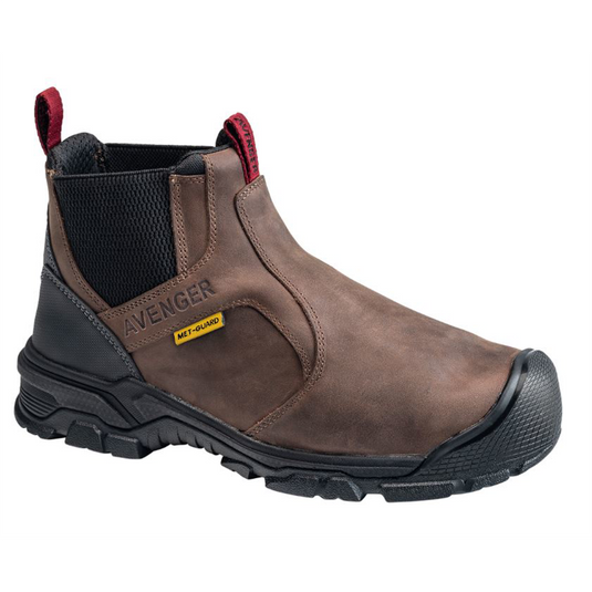 Avenger Ripsaw Romeo Series - Men's Mid-Top Slip-On Boots - Aluminum Toe - IC|EH|SR|PR|MT - Brown/Black -Size: 8M