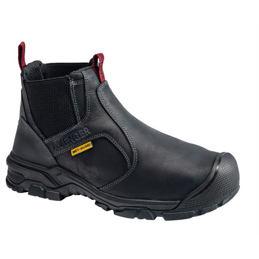 Avenger Work Boots Avenger Work Boots - Ripsaw Romeo Series - Men's Mid-Top Slip-On Boots - Aluminum Toe - IC|EH|SR|PR|MT - Black/Black - Size: 6M