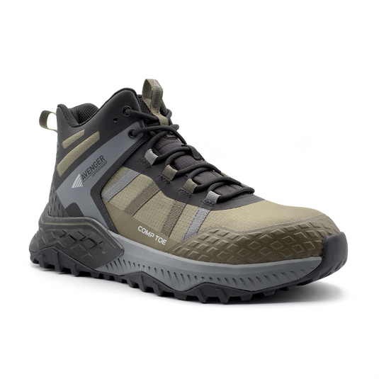 Avenger Aero Trail Mid - Men's - CT|EH|SR|SF|WP|B&W - Olive / Grey - Size: 7.5 - 2E - (Extra Wide)