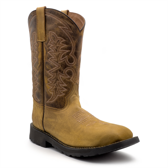 AVENGER Work Boots Spur - Men's Cowboy Boot - Square Toe - CT|EH|SR|SF|WP|HR - Dark Brown / Brown - Size: 9.5 - D - (Regular)