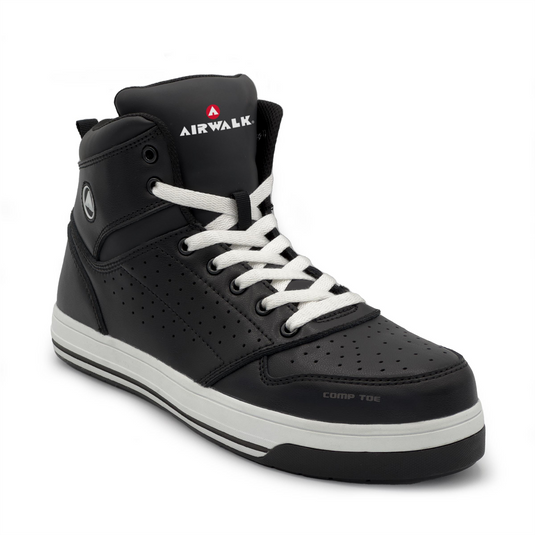 Airwalk AIRWALK - ARENA MID Series - Men's Mid Top Shoe - CT|EH|SR - Black/White - Size: 12W
