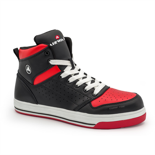 Airwalk AIRWALK - ARENA MID Series - Men's Mid Top Shoe - CT|EH|SR - Black/Red - Size: 7M