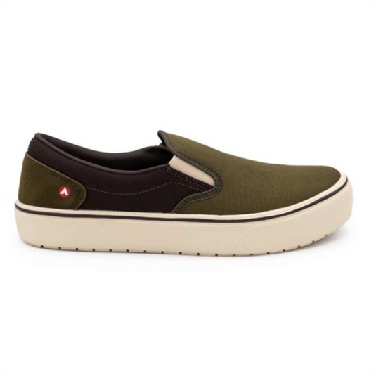 Airwalk AIRWALK - VENICE - Men's Canvas Slip On - CT|EH|SF|SR - Military Olive / Chocolate Brown - Size: 8 - 2E - (Extra Wide)