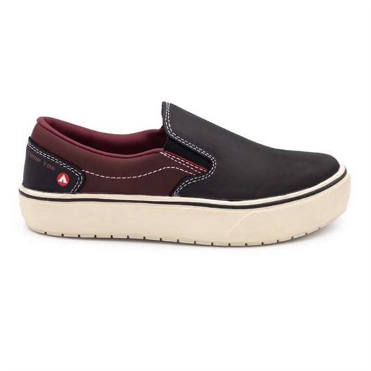 Airwalk AIRWALK - VENICE - Women's Leather Slip On - CT|EH|SF|SR - Black / Tawny Port - Size: 7.5 - D - (Regular)