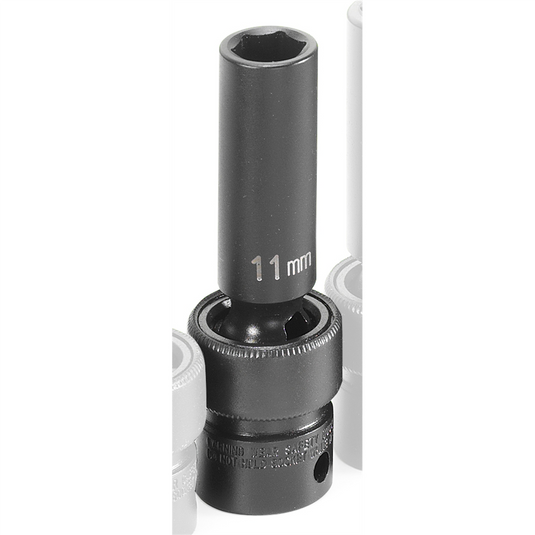 Grey Pneumatic SOC 11MM 3/8D IMP UNIV 6PT DP BLK