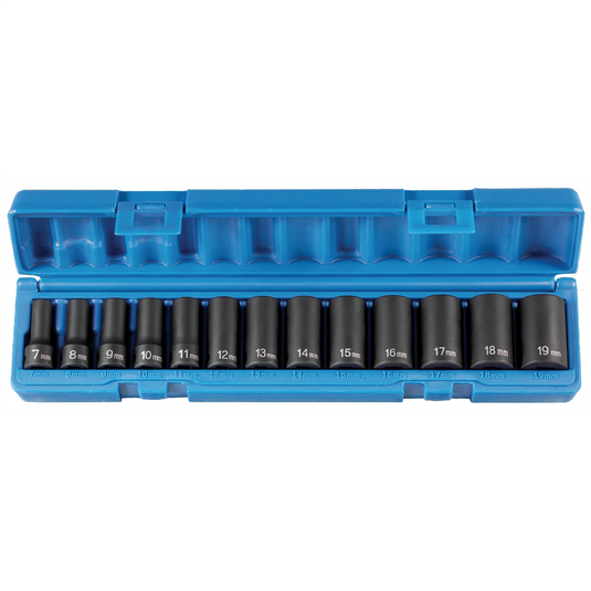 Grey Pneumatic 3/8"" Drive 13 Piece Semi Deep Metric Impact Set