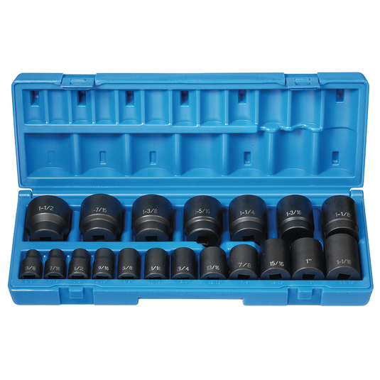 Grey Pneumatic 19 PC 1/2"" DR 12 PT STANDARD LENGTH FRACTIONAL SET