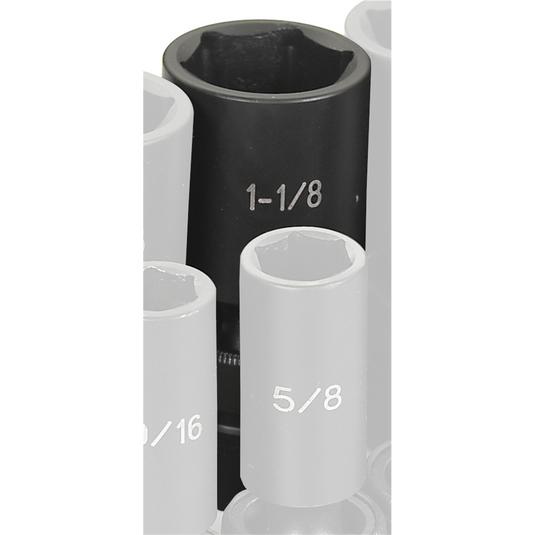 Grey Pneumatic SOC 1-1/8 1/2D IMP UNIV 6PT DP BLK