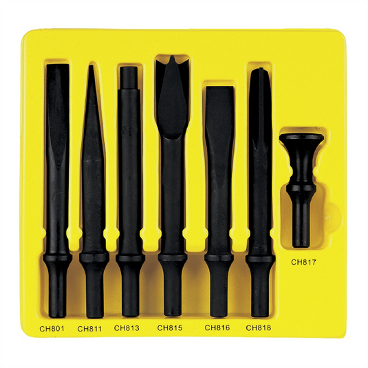 Grey Pneumatic 7-Piece Heavy-Duty Chisel Set with .498 Shank