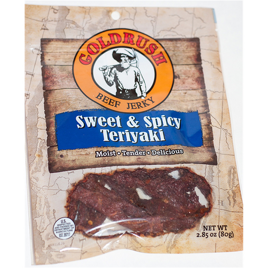 Gold Rush Jerky Sweet & Spicy Teriyaki 2.85 oz. Beef Jerky - 12 Count (3 lbs.)