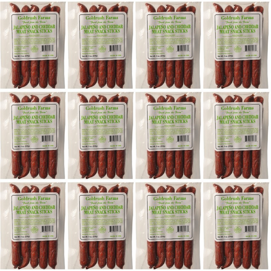 Gold Rush Jerky Jalapeno and Cheddar ""Fresh from the Farm"" Meat Snack Stick 8 oz - 12 Count (6 lbs.)