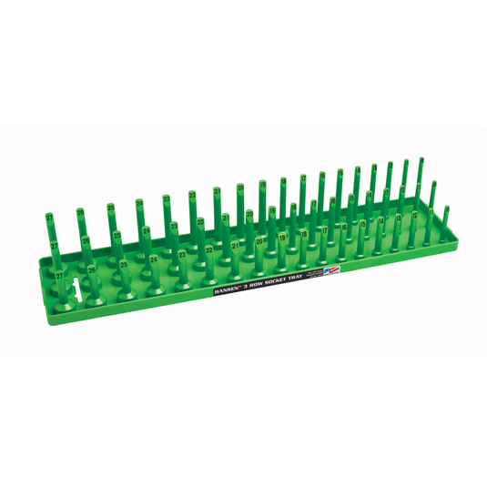 Hansen Global 1/2"" Metric 3-Row Socket Tray - Green