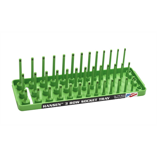 Hansen Global 1/4"" Metric 3-Row Socket Tray - Green