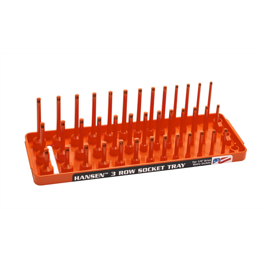 Hansen Global 1/4"" Metric 3-Row Socket Tray - Orange