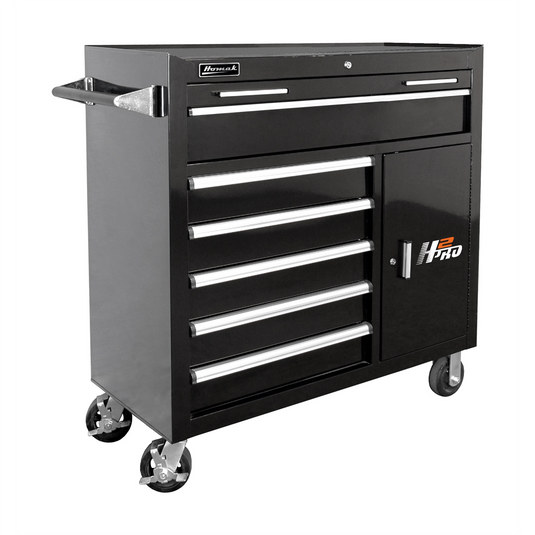 Homak Manufacturing 41 in. H2Pro Series 6 Drawer Rolling Cabinet; Black