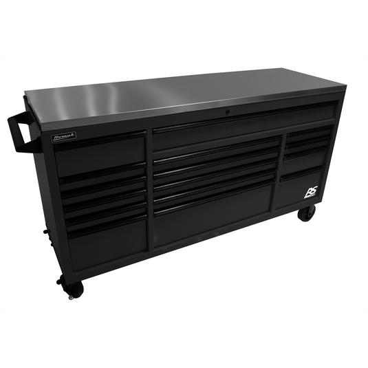 Homak Manufacturing 72"" RS Roller Cabinet Black Stainless Steel Top