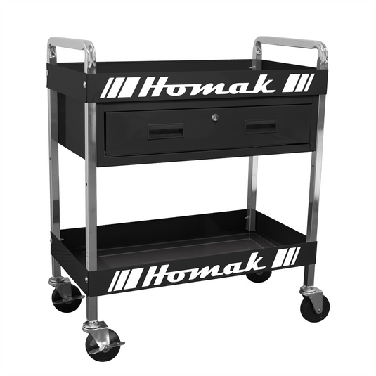 Homak Manufacturing Metal Service Cart-Black 30 in. 1-Drawer
