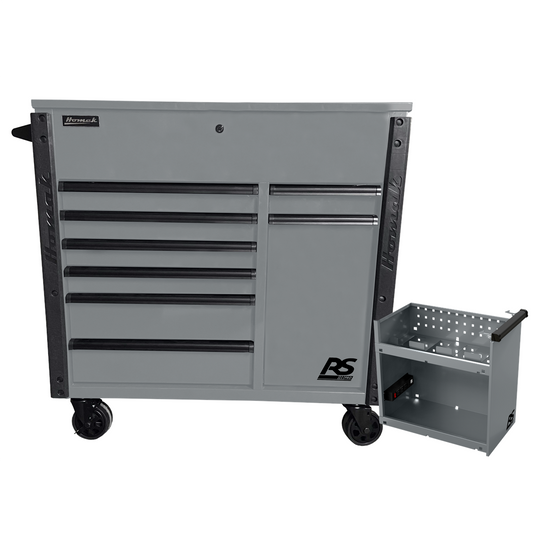 Homak Manufacturing 44"" 8-Drawer Service Cart w/power Tool Holder Drawer-Gray