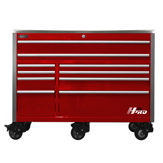 Homak Manufacturing 60 in. HXL 10-Drawer Roller Cabinet - Red