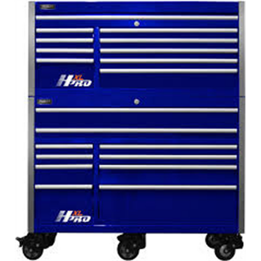 Homak Manufacturing 60"" HXL Pro 9-Drawer Top Chest and 10-Drawer Roller Cabinet Combo. - Blue