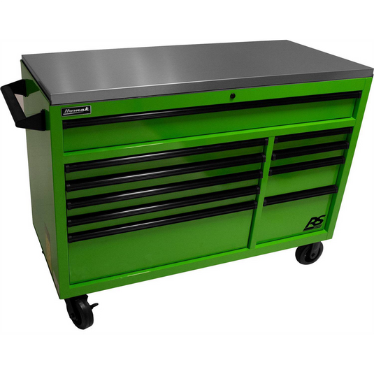 Homak Manufacturing 54"" RSPro Rolling Workstation w/Stainless Steel Top Worksurface-Lime Green