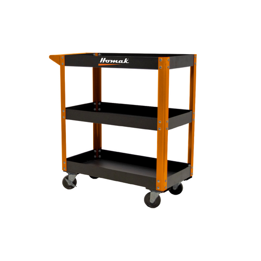 Homak Manufacturing 30 Inch 3 Tier Service Cart -Orange/Black