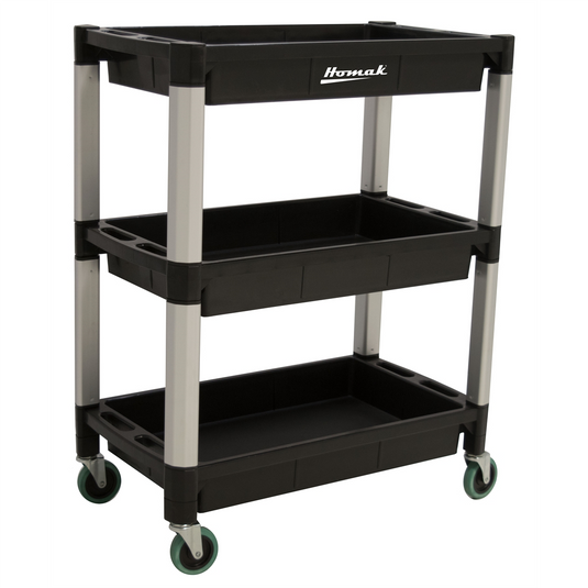 Homak Manufacturing Utility Cart 30 in. x 16 in. 3-Shelf Plastic