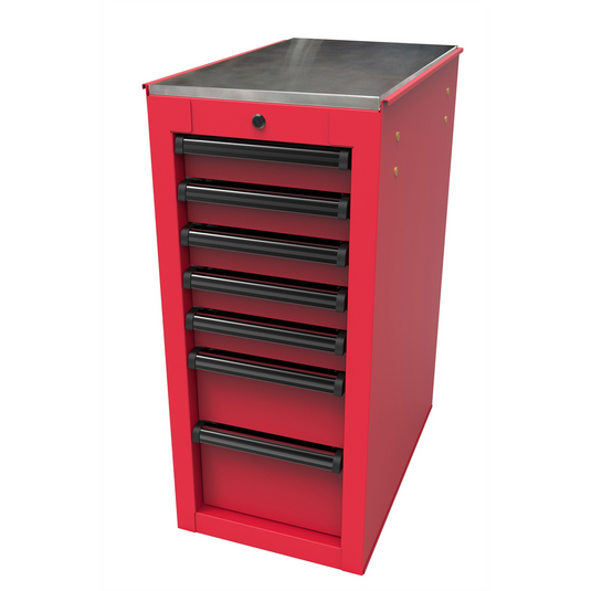 Homak Manufacturing RS PRO 14-1/2 in. 7-Drawer Side Cabinet; Red