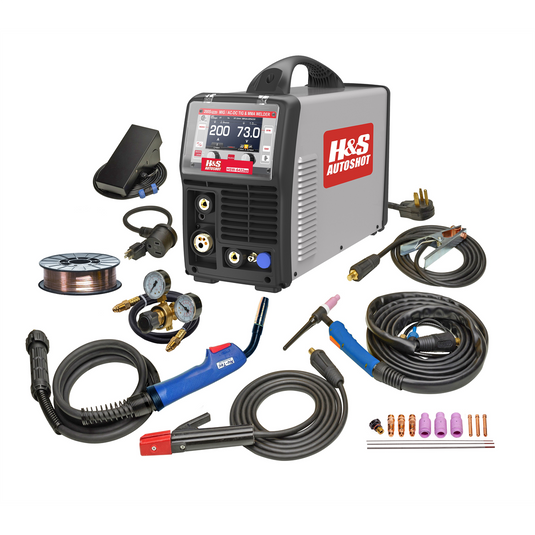 H&S AutoShot HSW-6422 Smart Multi-MIG Welder 200 Amp with 16 S-MIG Programs; AC/DC TIG and Stick (110-240VAC)