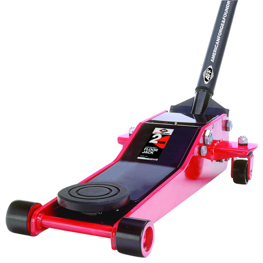 American Forge & Foundry AFF - Service Jack - 2 Ton Capacity - Double Pump - Short Chassis - Low Profile - 2 pc Handle - 2.75"" Min H to 20"" Max H - Heavy Duty