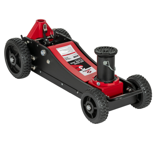 American Forge & Foundry Off Road Service Jack - 3 Ton Aluminum /  Steel Hybrid - Double Pump - Min Hieght 5.9 Inch to 28.74 Inch Max Hieght