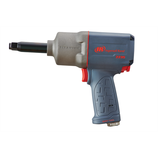 Ingersoll Rand 1/2 Inch Air Impact Wrench; 2 Inch Ext Anvil; Quiet; 1300 ft-lb Torque; Titanium Hammercase; Friction Ring Retainer; Pistol Grip