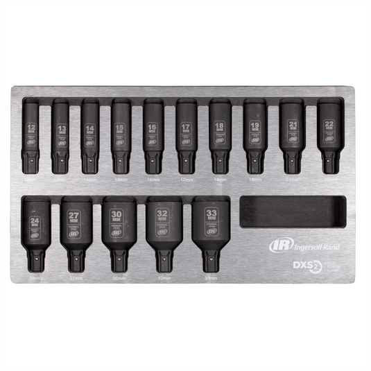 Ingersoll Rand DXS2 Drive Hex Deep Metric Impact Socket Set; 15-Piece