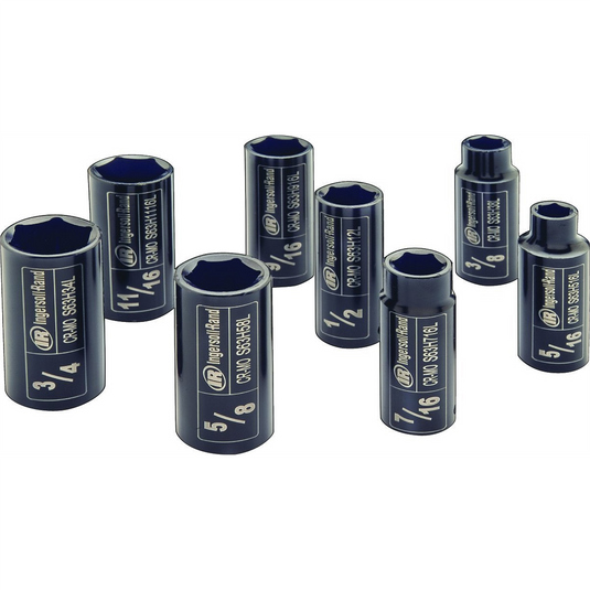 Ingersoll Rand 3/8"" Drive Hex Deep SAE Impact Socket Set; 8-Piece