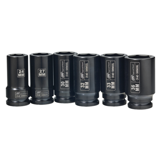Ingersoll Rand 3/4"" Drive Hex Deep Metric Impact Socket Set; 6-Piece