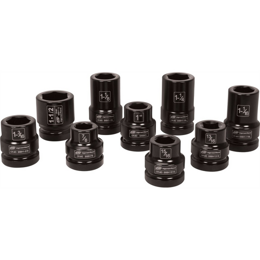 Ingersoll Rand 1"" Drive Hex SAE Truck Service Impact Socket Set; 9-Piece