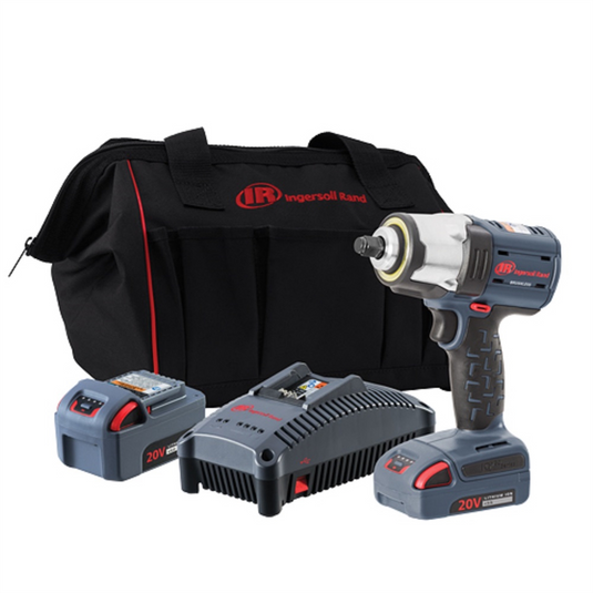 Ingersoll Rand 20V Mid-torque 1/2"" Cordless Impact Wrench Kit; 550 ft-lbs Nut-busting Torque; 2 Batteries and Charger