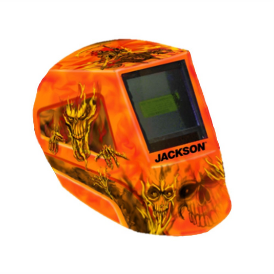 Jackson Safety Jackson Safety - Welding Helmet - Auto Darkening - Nylon - 3.94"" x 3.64"" Viewing Area - Shade 3/5-13 Variable ADF 1/1/1/1 - 370 Speed Dial Headgear - Hellfire Graphics