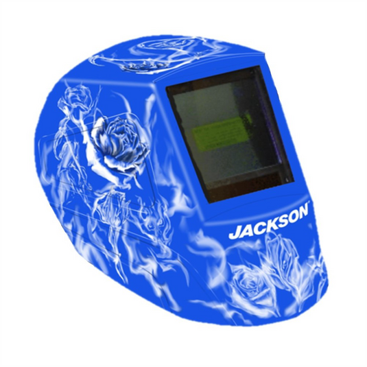Jackson Safety - Welding Helmet - Auto Darkening - Nylon - 3.94"" x 2.64"" Viewing Area - Shade 10 Fixed ADF 1/1/1/1 - 370 Speed Dial Headgear - Reapers n' Roses Graphics